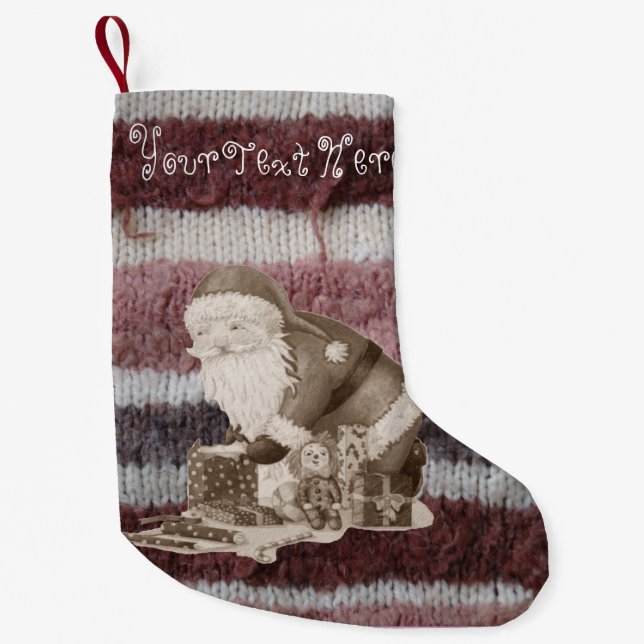 Stripteppiche santa bereitet sich auf Weihnachten  Kleiner Weihnachtsstrumpf (Vorderseite)