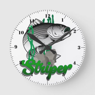 Stripter Bass der Frischwasserkönig der Kämpfer Runde Wanduhr