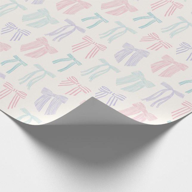 Stripter Coquette Bows minz pink lilac Geschenkpapier (Ecke)