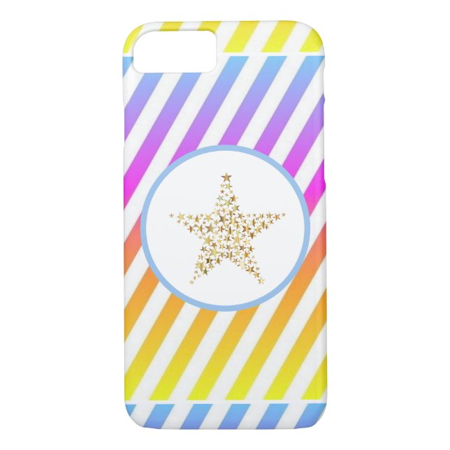 Stripter Regenbogen Moderner Star Case-Mate iPhone Hülle (Rückseite)