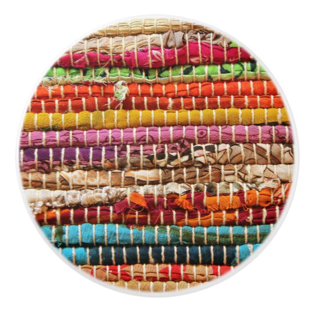 Striptes Gewebeseil webt natürlich Keramikknauf (Vorderseite)