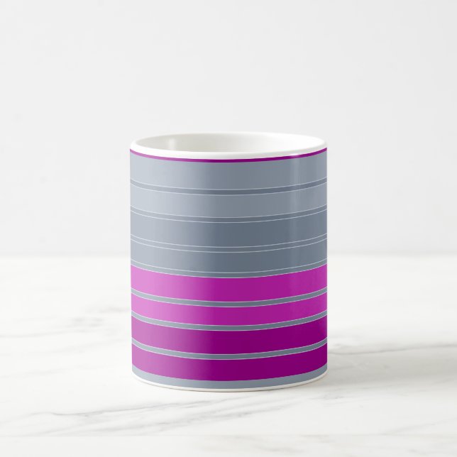 Striptes graues lila Modemuster Kaffeetasse (Mittel)