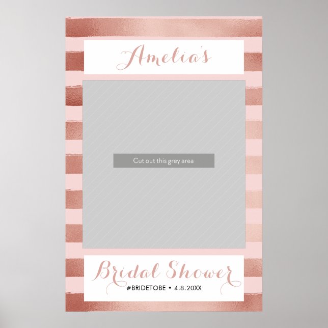 Striptes Rose Gold Foto Stand Prop Poster (Vorne)