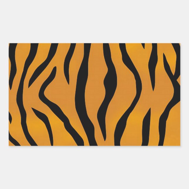 Striptes Tigermuster Rechteckiger Aufkleber (Vorderseite)