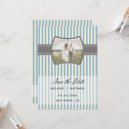 Striptes Vintages Foto Save the Date Hochzeit Einladung