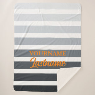 Striptes Weiß Grau und Orange Personalisiert Sherpadecke
