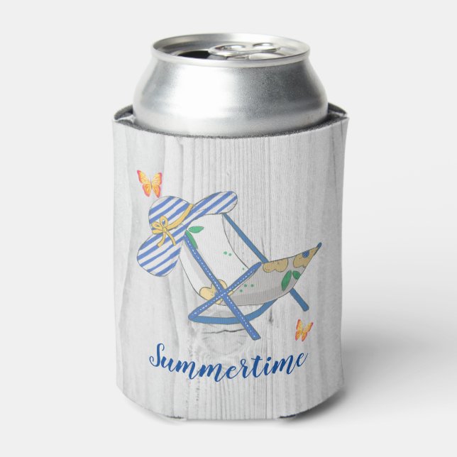Stripthut und Summertime können kühler werden Dosenkühler (Kanne Vorderseite)
