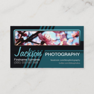 Stripy Aquamarin Fotografy Foto Business Card Visitenkarte