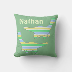 Stripy Green Dinosaur Personalisiert Kissen