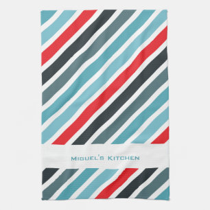 Stripy Hintergrund-personalisierte Küchen-Tücher Geschirrtuch