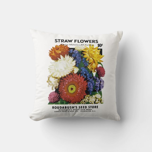 Stroh-Blumen-Samen-Paket-Aufkleber Kissen (Vorderseite)