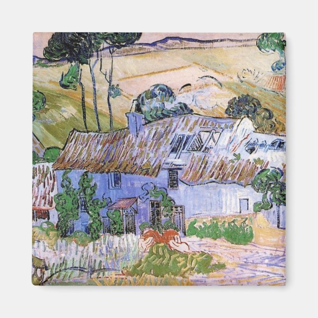 Strohdach-Hütten von Hill von Vincent van Gogh Magnet (Vorne)