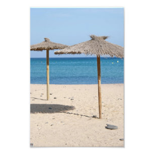 Strohdach-Strandsonnenschirme Fotodruck