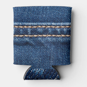 Strohdenim: Nähte Jeans Textur. Dosenkühler