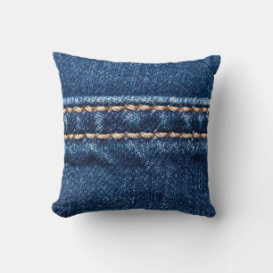 Strohdenim: Nähte Jeans Textur. Kissen