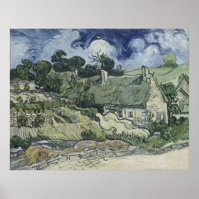 Strohgedeckte Hütten in Cordeville Vincent Van Gog Poster (Vorne)