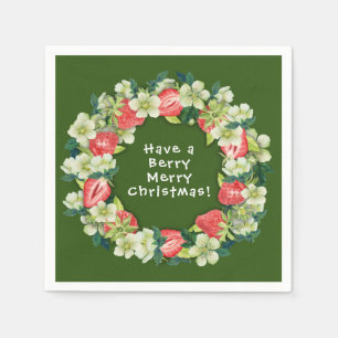 (Strohhalm) Berry Merry Christmas Grünbuch Cocktai Serviette