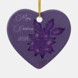 Strohhalme (Deep Pflaumen)/Deep Pflaume Poinsettia Keramik Ornament