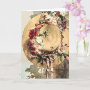 Strohhut mit Blume Karte