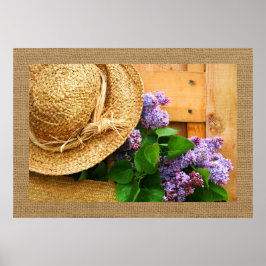Strohhut und Lavender Blume Fotografie Art Poster