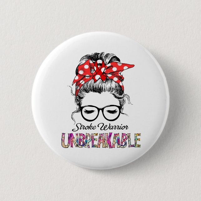 Stroke Awareness Ribbon Support Geschenke Button (Vorderseite)