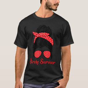 Stroke Survivor Awareness Red Ribbon Polka Dot Bra T-Shirt