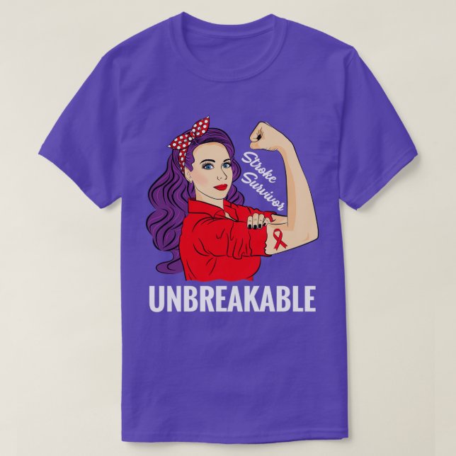 Stroke Survivor Awareness Warrier Unzerbrechlich T-Shirt (Design vorne)