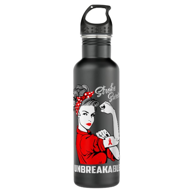Stroke Survivor Unzerbrechliches Schlaganfallbewus Edelstahlflasche (Vorderseite)