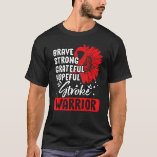 Stroke Warrior Stroke Survivor Red Awareness Ribb T-Shirt