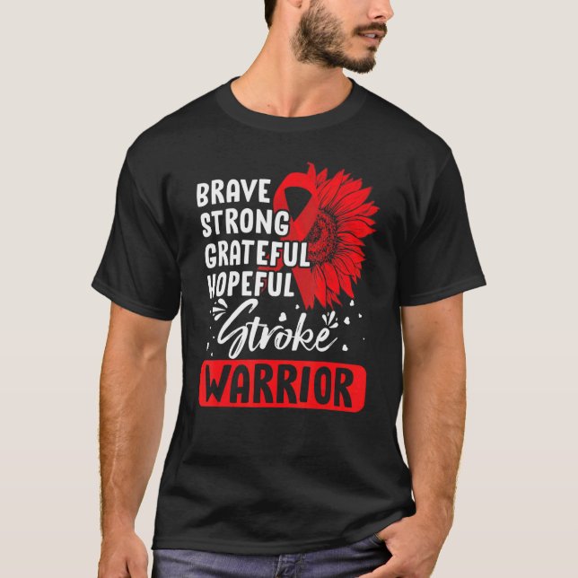 Stroke Warrior Stroke Survivor Red Awareness Ribb T-Shirt (Vorderseite)