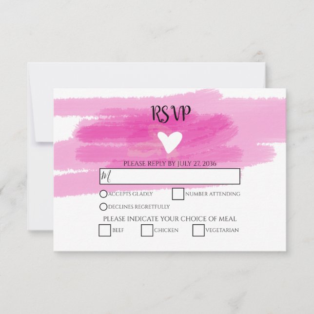 Strokes de peinture simple et cartes RSVP de maria (Devant)
