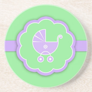 Stroller Baby Dusche Grüner Untersetzer