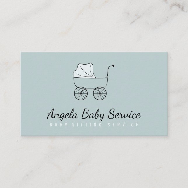 Stroller Baby Sitter Daycare Kinderzimmer Aquamari Visitenkarte (Vorderseite)