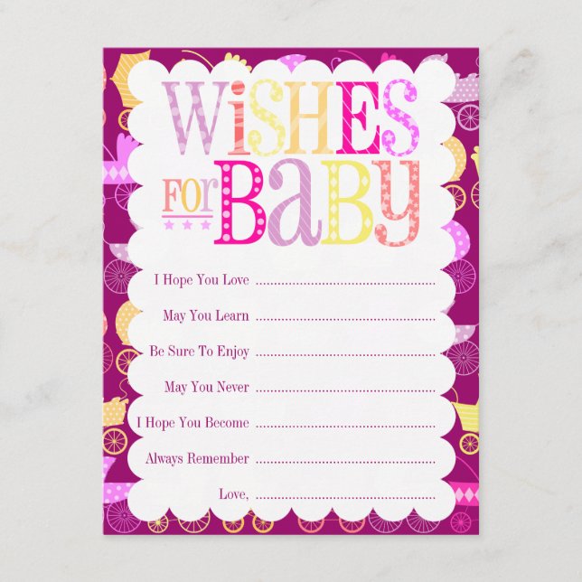 Stroller Chic "Wish for Baby" (Girly) Hinweiskarte (Vorderseite)