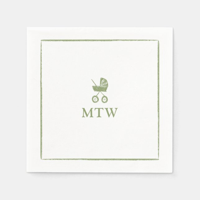 Stroller Monogram Napkins Baby Shower Serviette (Vorderseite)