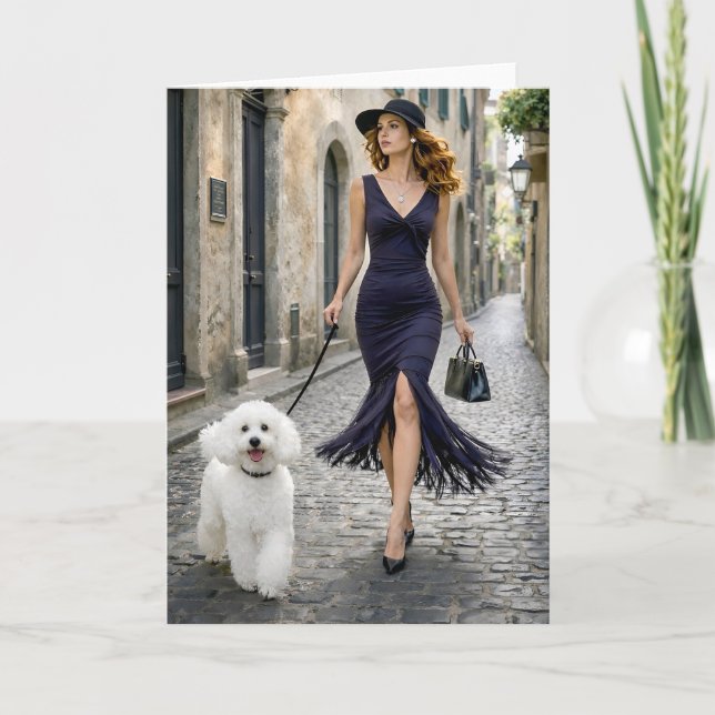 Strolling Italy, Poodle Blank Card Karte (Vorderseite)