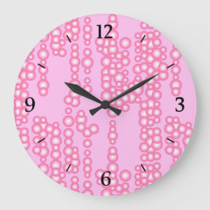 Strom aus Blasen, pastellrosa Große Wanduhr