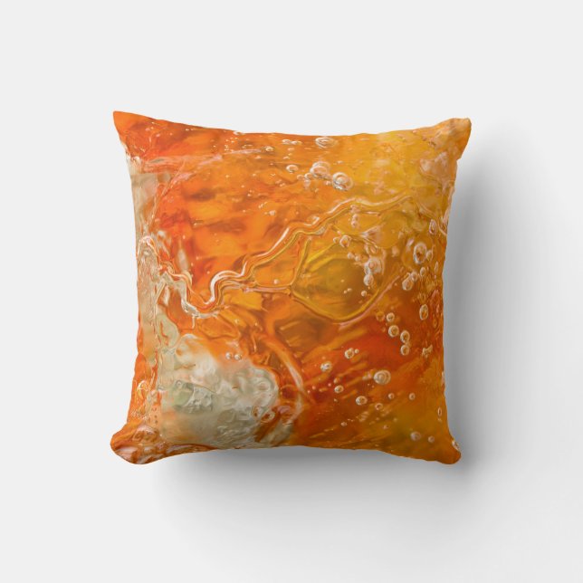 Ströme des Bewusstseins - orange Goldblasen Kissen (Vorderseite)