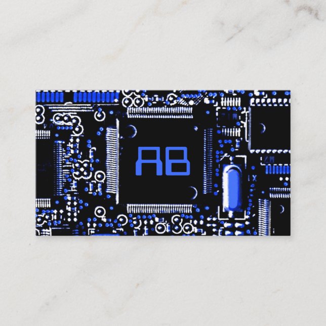 Stromkreis-Blau 2' Monogramm-Visitenkarteblau Visitenkarte (Vorderseite)