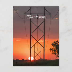 Stromleitungen Sonnenuntergang Silhouette Danke Po Postkarte