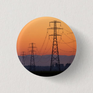 Strommasten bei Sonnenuntergang Button
