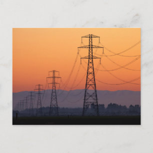 Strommasten bei Sonnenuntergang Postkarte