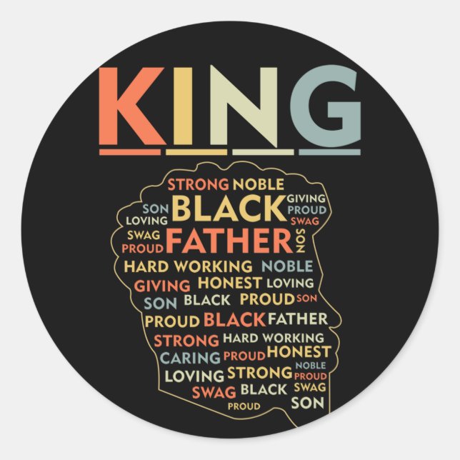 Strong Black King African American Natural Afro Runder Aufkleber (Vorderseite)