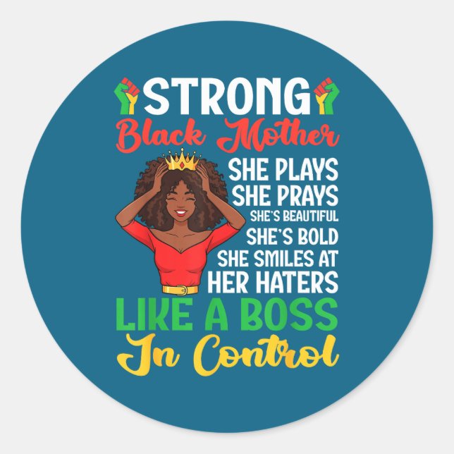 Strong Black Mother Queen African American History Runder Aufkleber (Vorderseite)