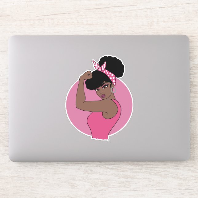 Strong Black Woman Vinyl Sticker (Computer)
