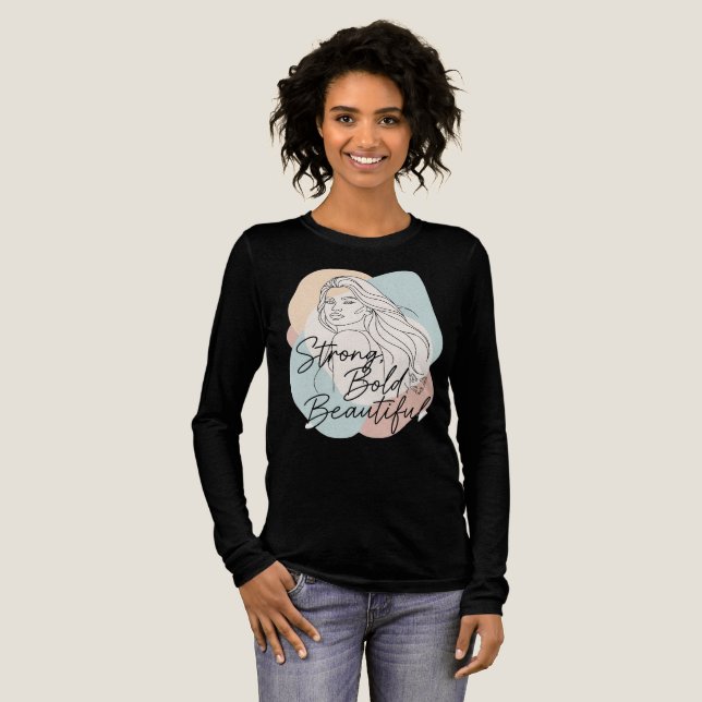 Strong Bold Beautiful - Minimalistisch Line Art Wo Tri-Blend Shirt (Volle Vorderseite)