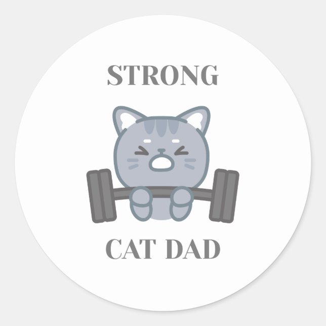 Strong Cat Dad Runder Aufkleber (Vorderseite)