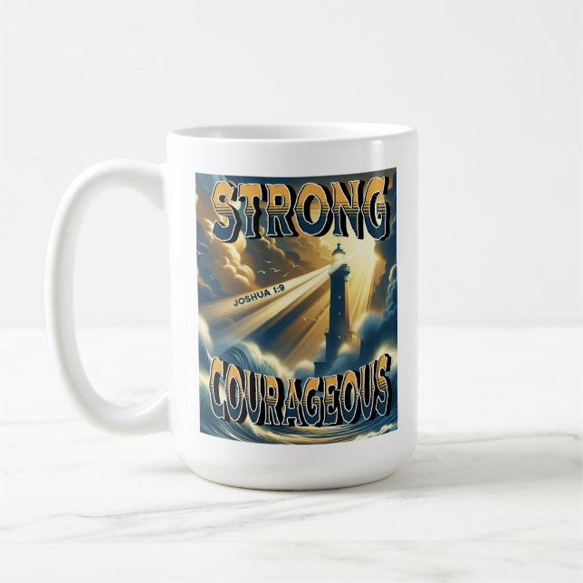 Strong Courageous Joshua 1:9 Kaffeetasse (Links)