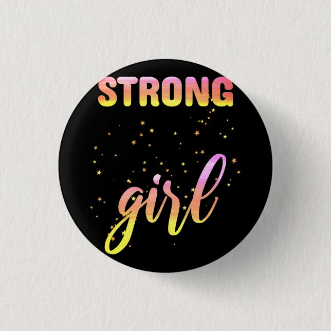 Strong Girl Pastel Star Button (Vorderseite)