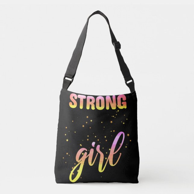 Strong Girl Pastel Star Tragetaschen Mit Langen Trägern (Vorderseite)